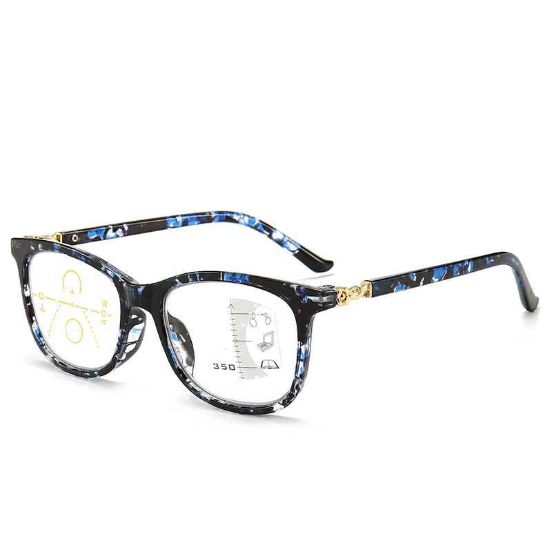 แว่นตาเก่าแบบกรอบใหญ่หลายโฟกัสกันแสงสีน้ำเงิน