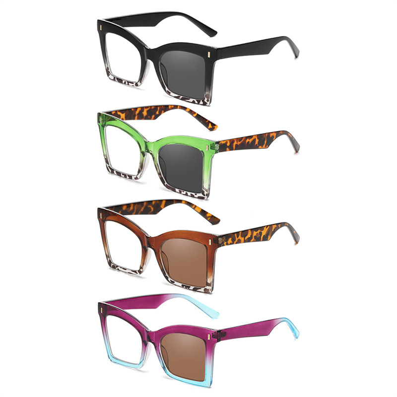 แว่นตาเก่าแฟชั่นกรอบใหญ่เปลี่ยนสี กันแสงสีน้ำเงิน สไตล์อินสตาแกรม