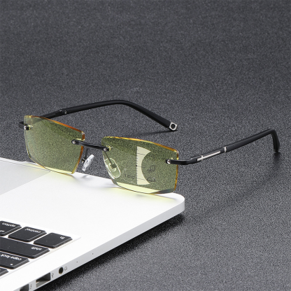 แว่นตาเก่าแบบไม่มีกรอบหลายโฟกัสกันแสงสีน้ำเงิน (สามารถใช้ในยามค่ำคืน)