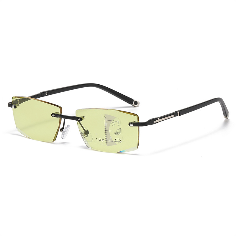 แว่นตาเก่าแบบไม่มีกรอบหลายโฟกัสกันแสงสีน้ำเงิน (สามารถใช้ในยามค่ำคืน)