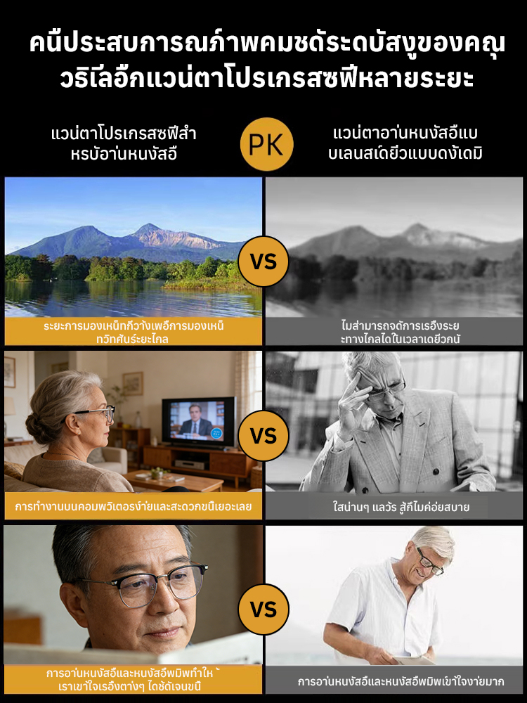 แว่นอ่านหนังสือป้องกันแสงสีฟ้า กรอบโลหะครึ่งกรอบความละเอียดสูง