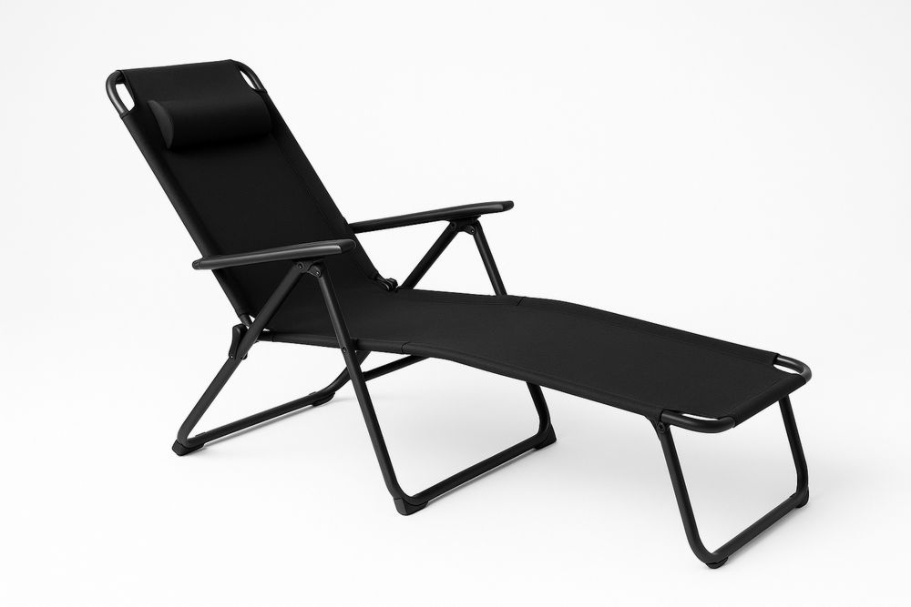 Outdoor Aluminium Sun Lounge Chair Black 190cm