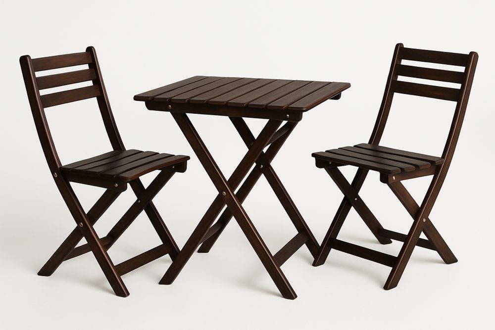 Outdoor 3-Piece Folding Dining Set Acacia Wood Brown