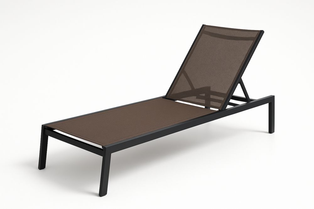 Outdoor Sun Lounger Aluminium Frame Mesh Fabric Brown 200cm
