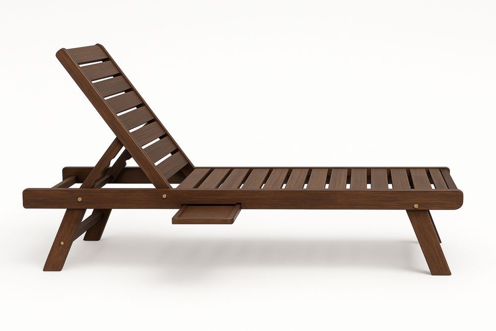 Acacia Wooden Outdoor Sun Lounger with Adjustable Reclining Positions 200cm