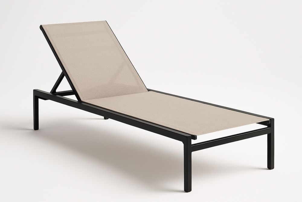 Outdoor Adjustable Sun Lounge Aluminium Frame Beige Fabric 200cm