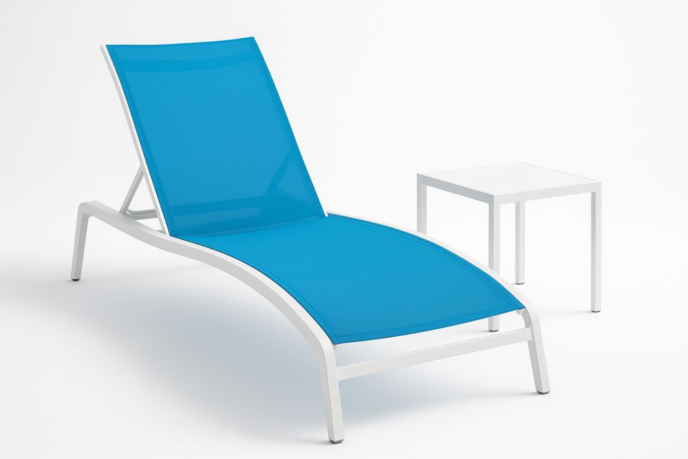 Outdoor Sun Lounge Set Aluminium Frame Blue 200cm