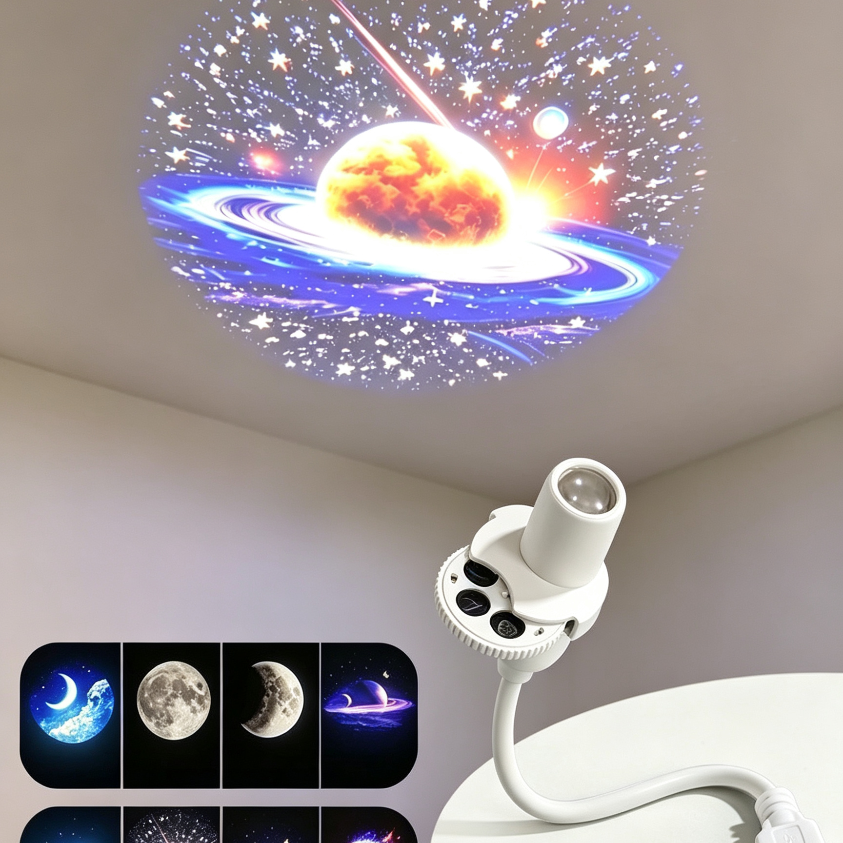 Creative Deep Sea Projection Lamp Dynamic Ocean Wave LED Night Light 360 Adjustable Room Decor for Sleep and Parties