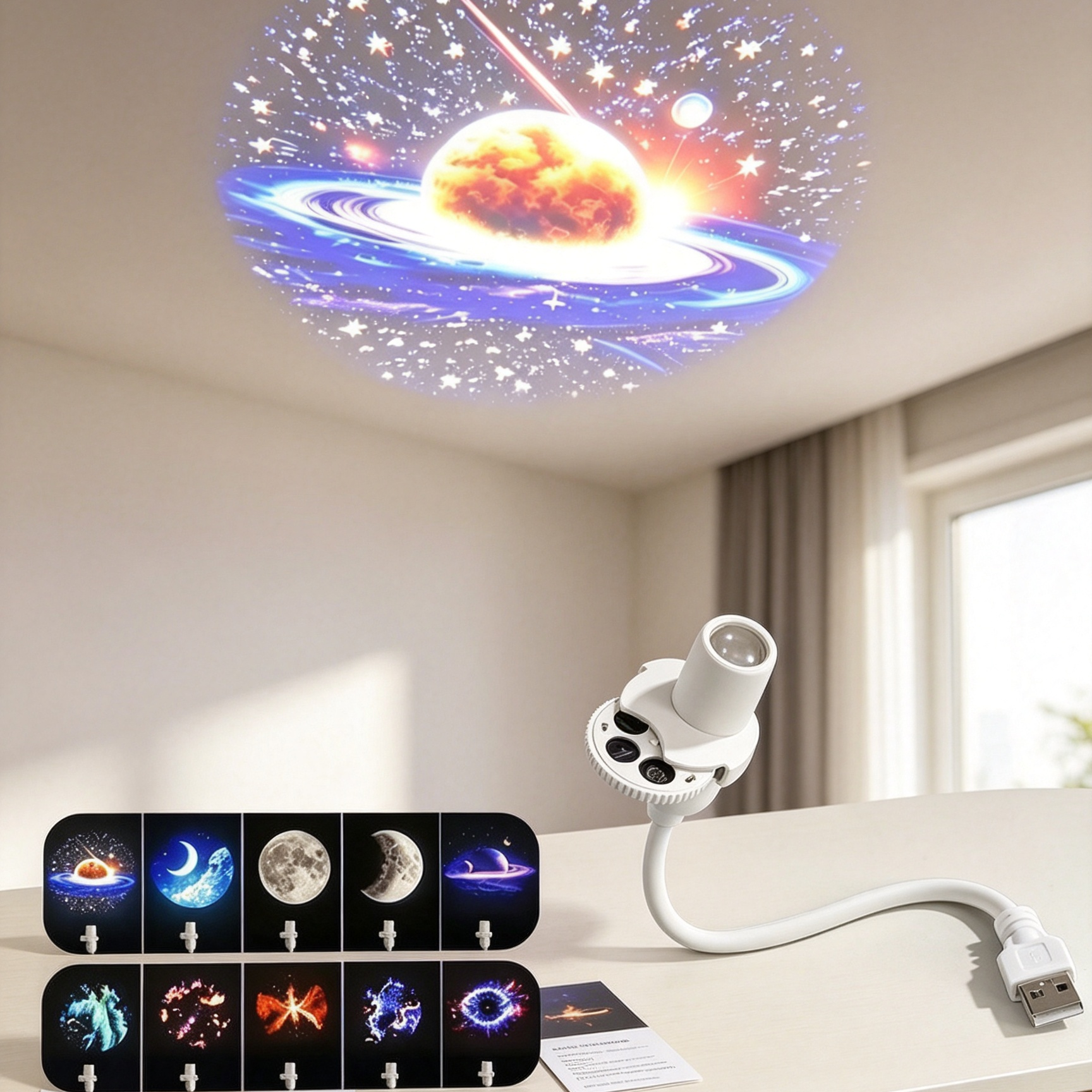 Creative Deep Sea Projection Lamp Dynamic Ocean Wave LED Night Light 360 Adjustable Room Decor for Sleep and Parties
