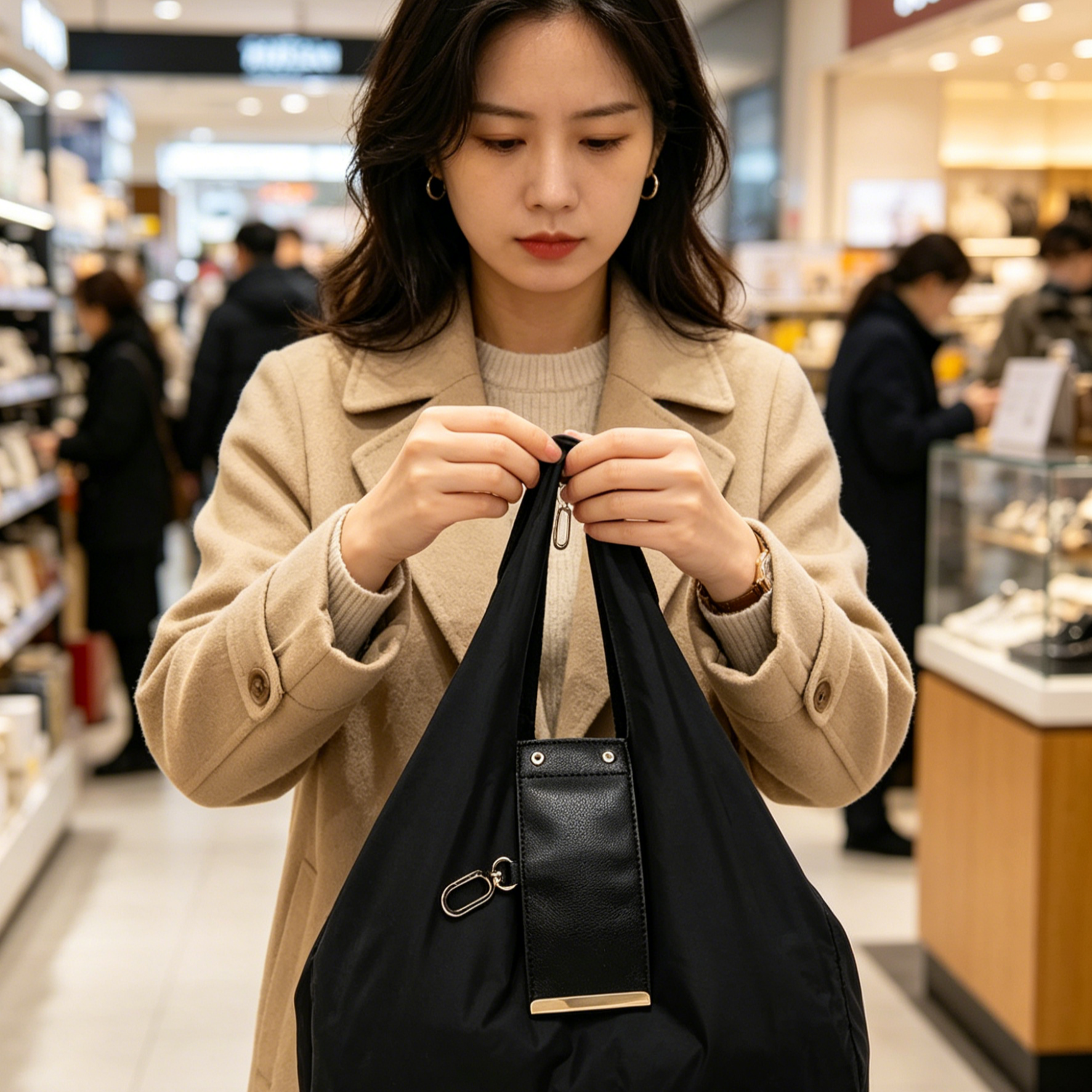 Keychain Tote Bag | Foldable Shopping Bag | Compact Pocket Tote | Water-Repellent Travel Pouch | Expandable Grocery Bag | Heavy-Duty Shoulder Bag | Mini Keychain Pouch
