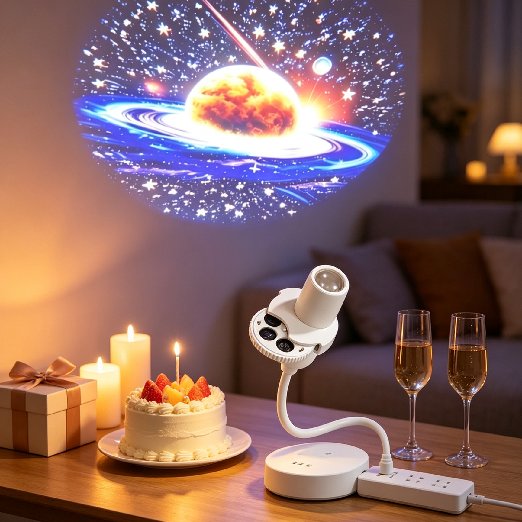 Creative Deep Sea Projection Lamp Dynamic Ocean Wave LED Night Light 360 Adjustable Room Decor for Sleep and Parties