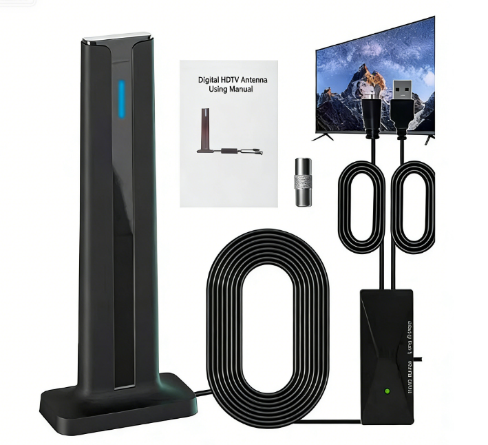 HD 4K Digital TV Antenna (DVB-T2) – 300KM+ Long Range with Signal Booster – Free Local Channels for Smart TV & Old TV