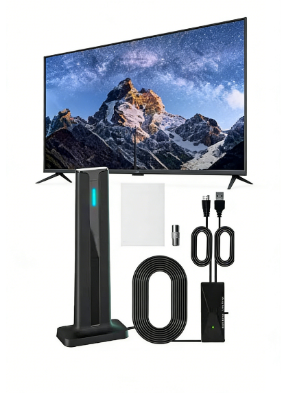 HD 4K Digital TV Antenna (DVB-T2) – 300KM+ Long Range with Signal Booster – Free Local Channels for Smart TV & Old TV