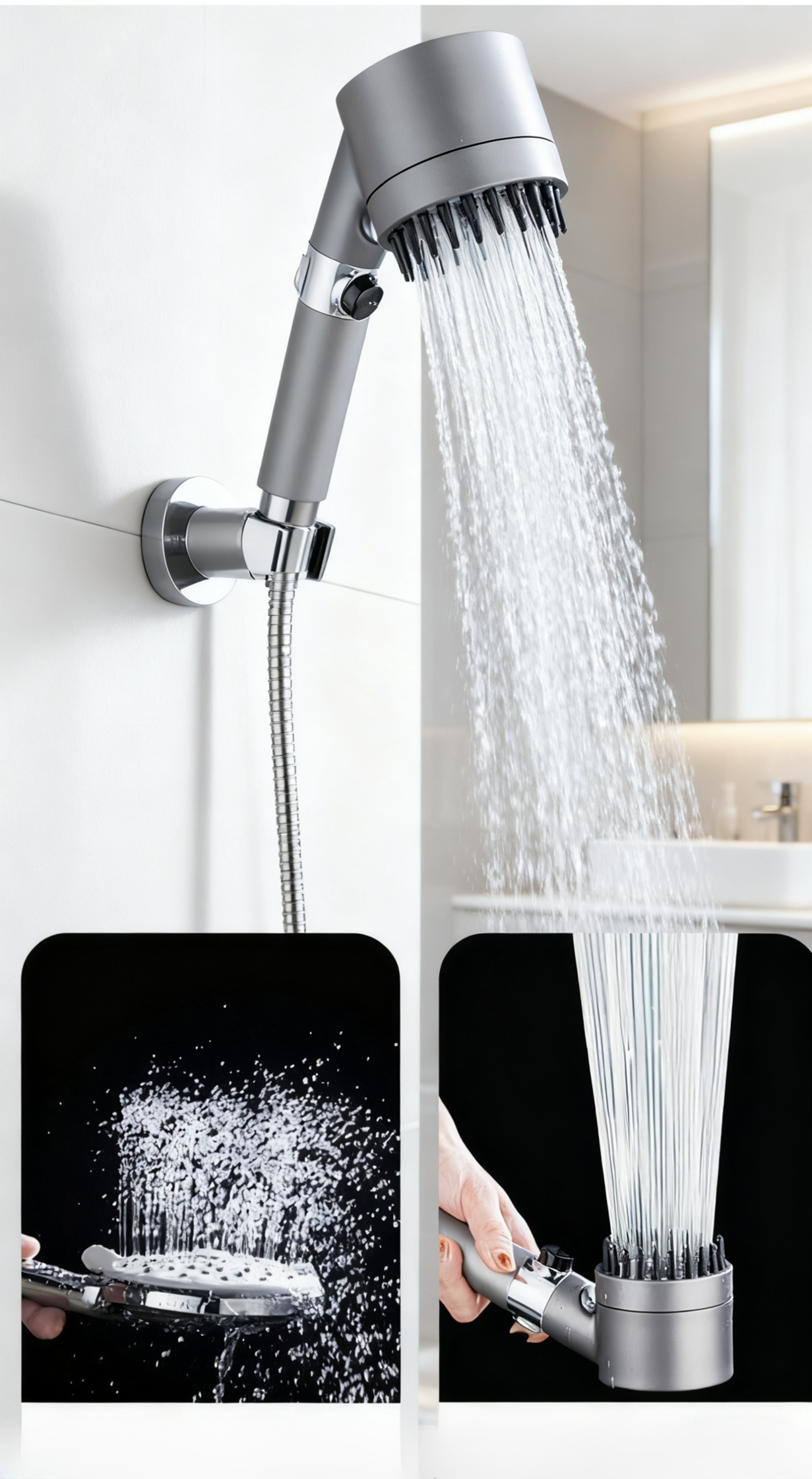 Multifunctional supercharged hand-held shower