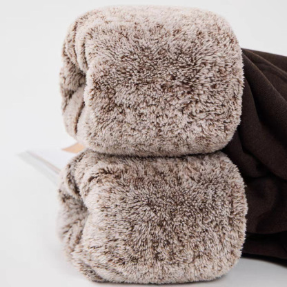 Thickened high-waisted slim-fit pants made of ferret fleece