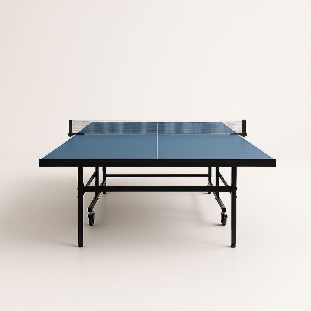 Table Tennis Table with Steel Frame and Wheels