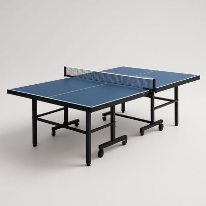 Blue Table Tennis Table with Steel Frame and Wheels 274cm x 152.5cm x 76cm