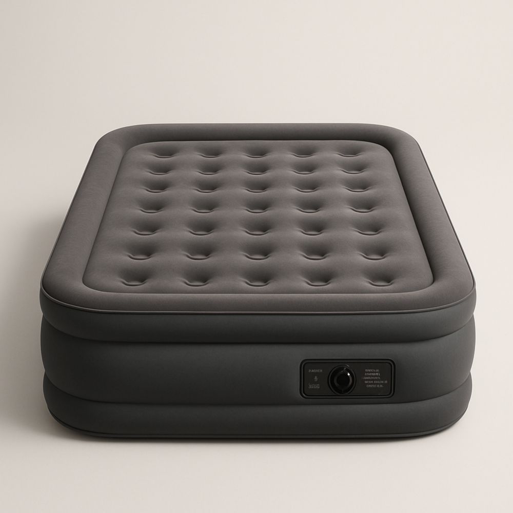 Inflatable Air Mattress Queen Size PVC Dark Grey 203x152x46cm