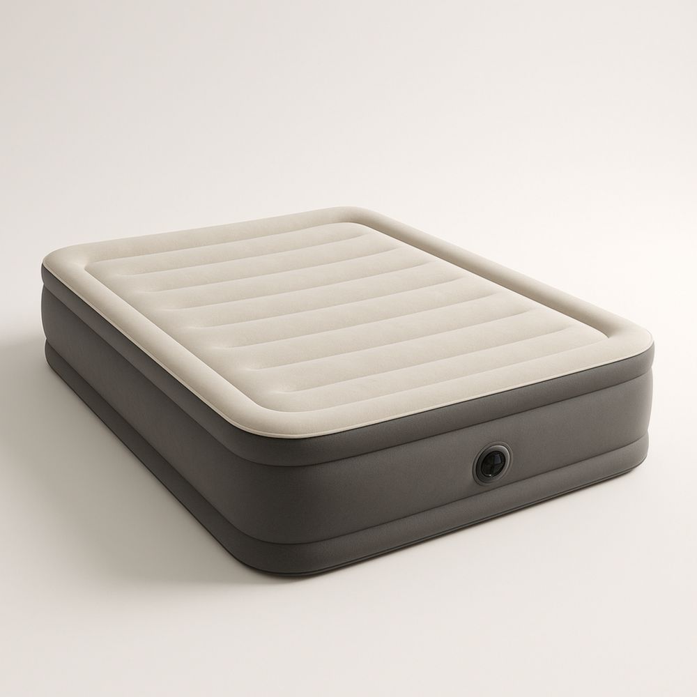 Queen Size Inflatable Air Mattress Double Layer Beige/Grey