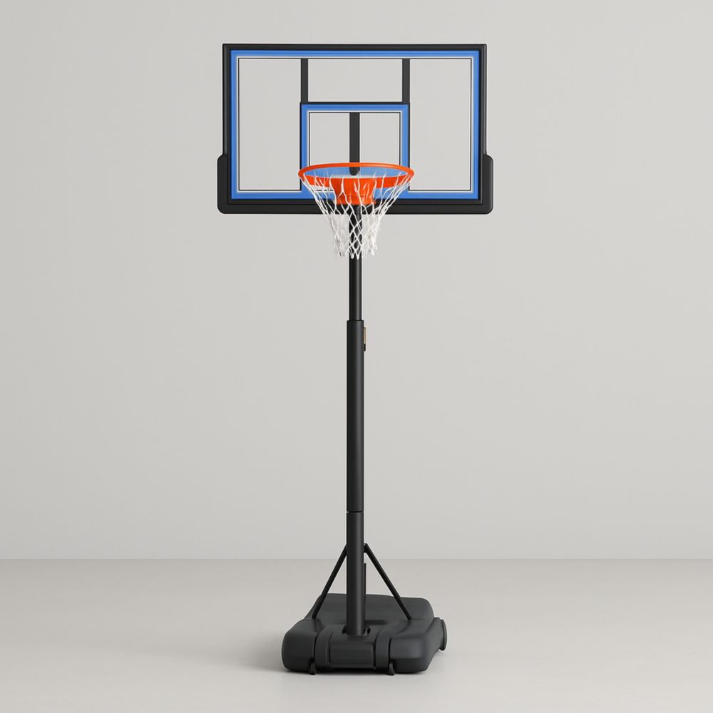 Adjustable Portable Basketball Hoop Black/Orange 305cm Polycarbonate Backboard