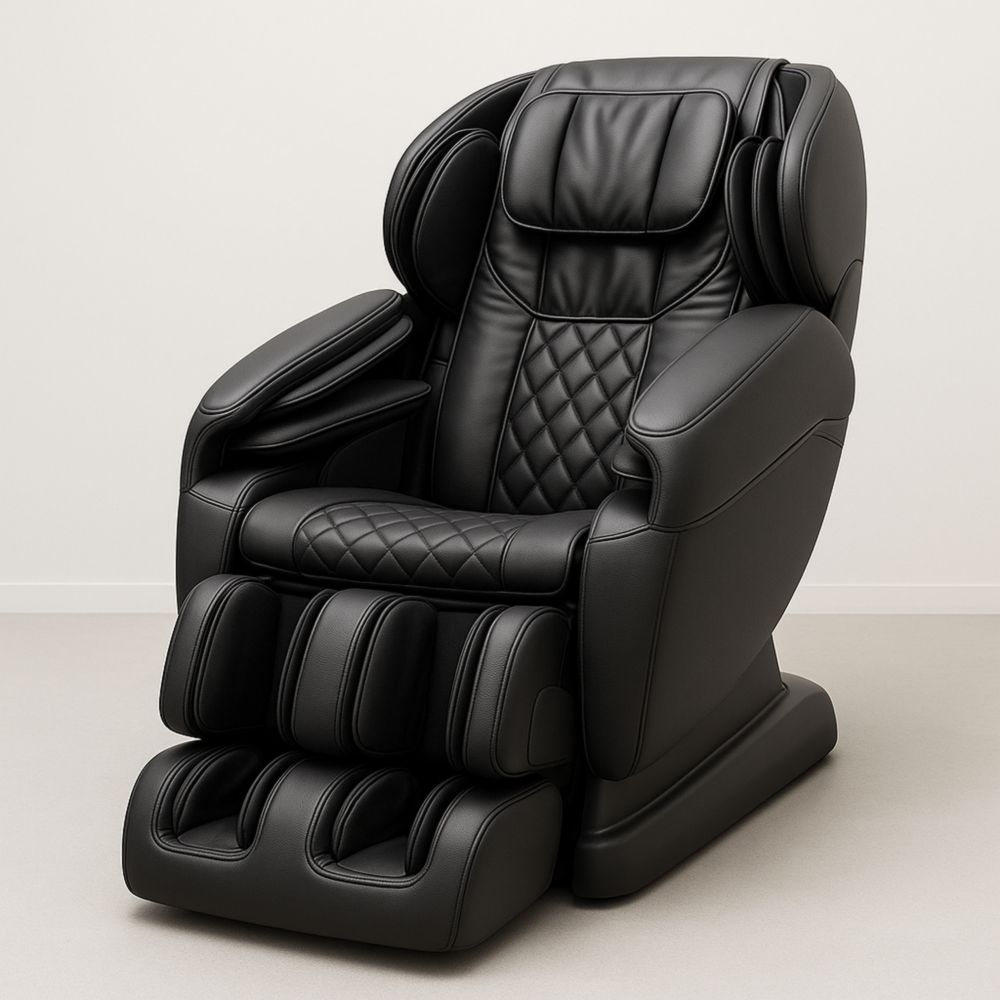 Black Leather Full Body Massage Chair with Adjustable Settings