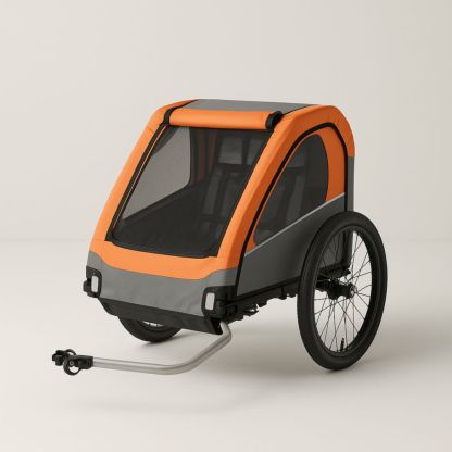 Bicycle Trailer Two-Wheel Orange/Grey Polyester Steel Frame Alloy Wheels