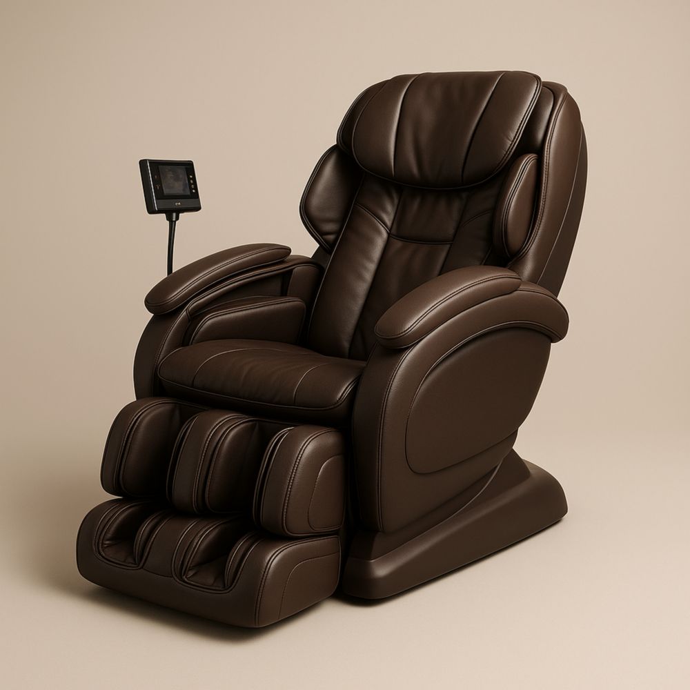Brown Faux Leather Massage Recliner Chair with Adjustable Footrest and Remote Control
