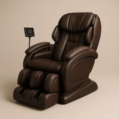 Brown Faux Leather Massage Recliner Chair with Adjustable Footrest and Remote Control