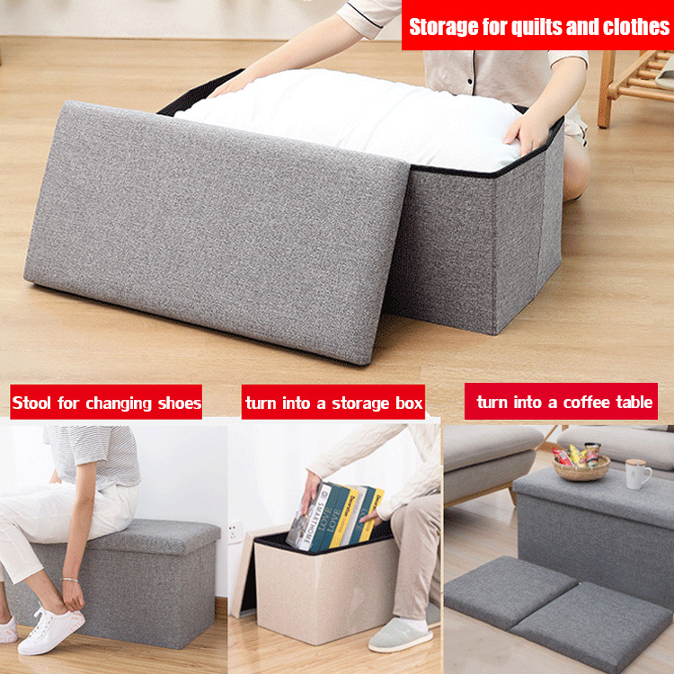 Foldable fabric storage stool