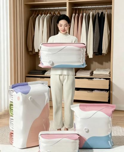 Thickened 3D Vacuum Compression Bag for Quilts, Clothes, and Down Jackets - No Pump Needed, Moisture