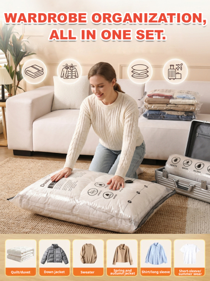 Electric Vacuum Storage Bags | Space Saving Compression Bags | Vacuum Sealer for Clothes | Comforter Storage Bags | Travel Luggage Organizers | Heavy Duty Vacuum Bags