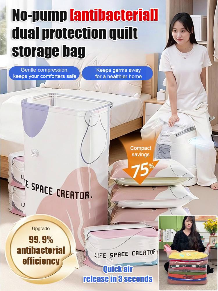 Thickened 3D No-Pump Vacuum Storage Bags | Space-Saving Compression Bags for Duvets, Blankets & Winter Coats