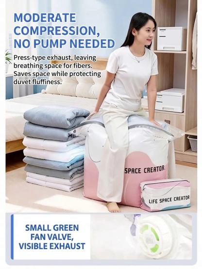 Thickened 3D No-Pump Vacuum Storage Bags | Space-Saving Compression Bags for Duvets, Blankets & Winter Coats