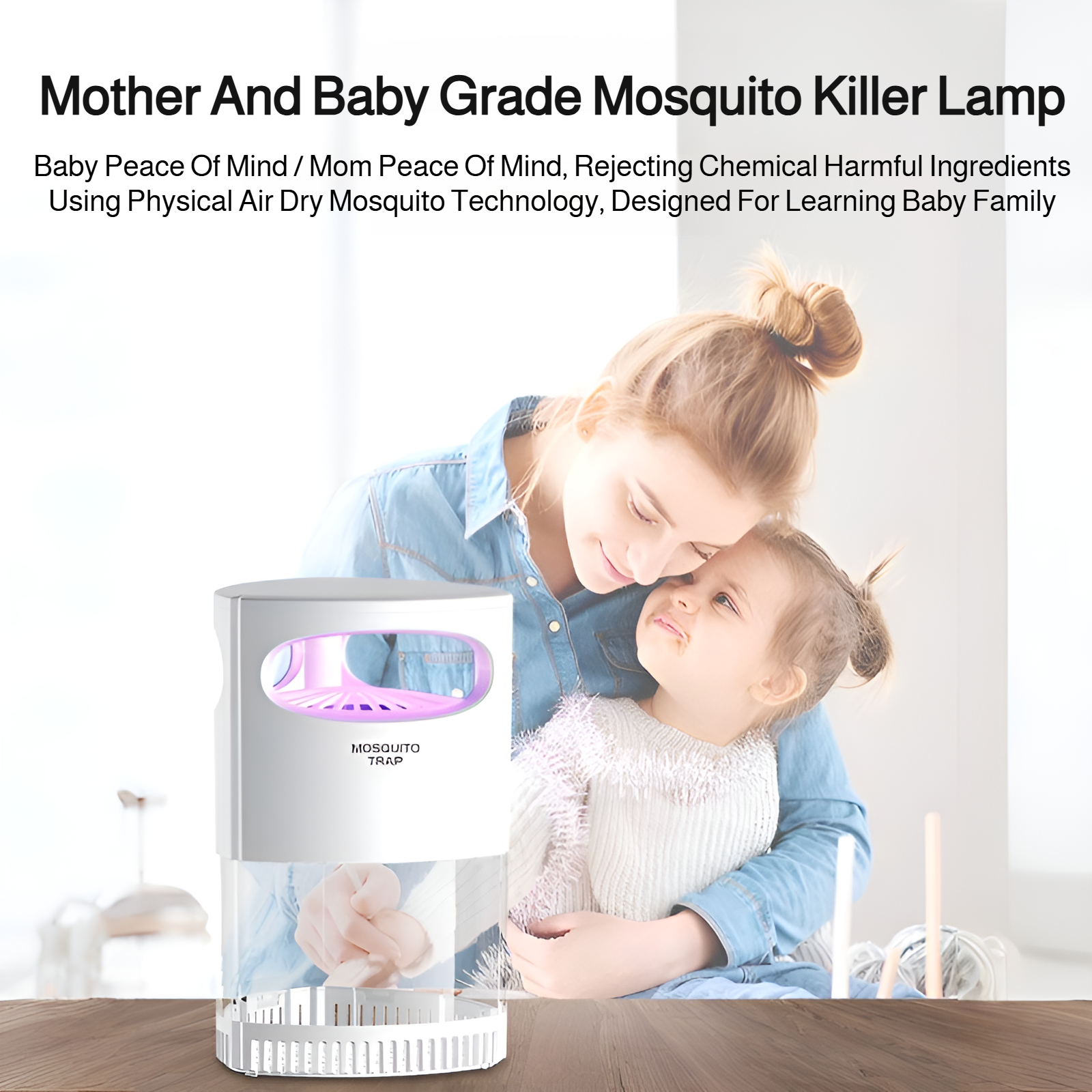 Electric Mosquito Trap UV Light Photocatalyst Bug Zapper Chemical-Free Insect Killer Quiet Indoor Mosquito Catcher Removable Cleaning Box