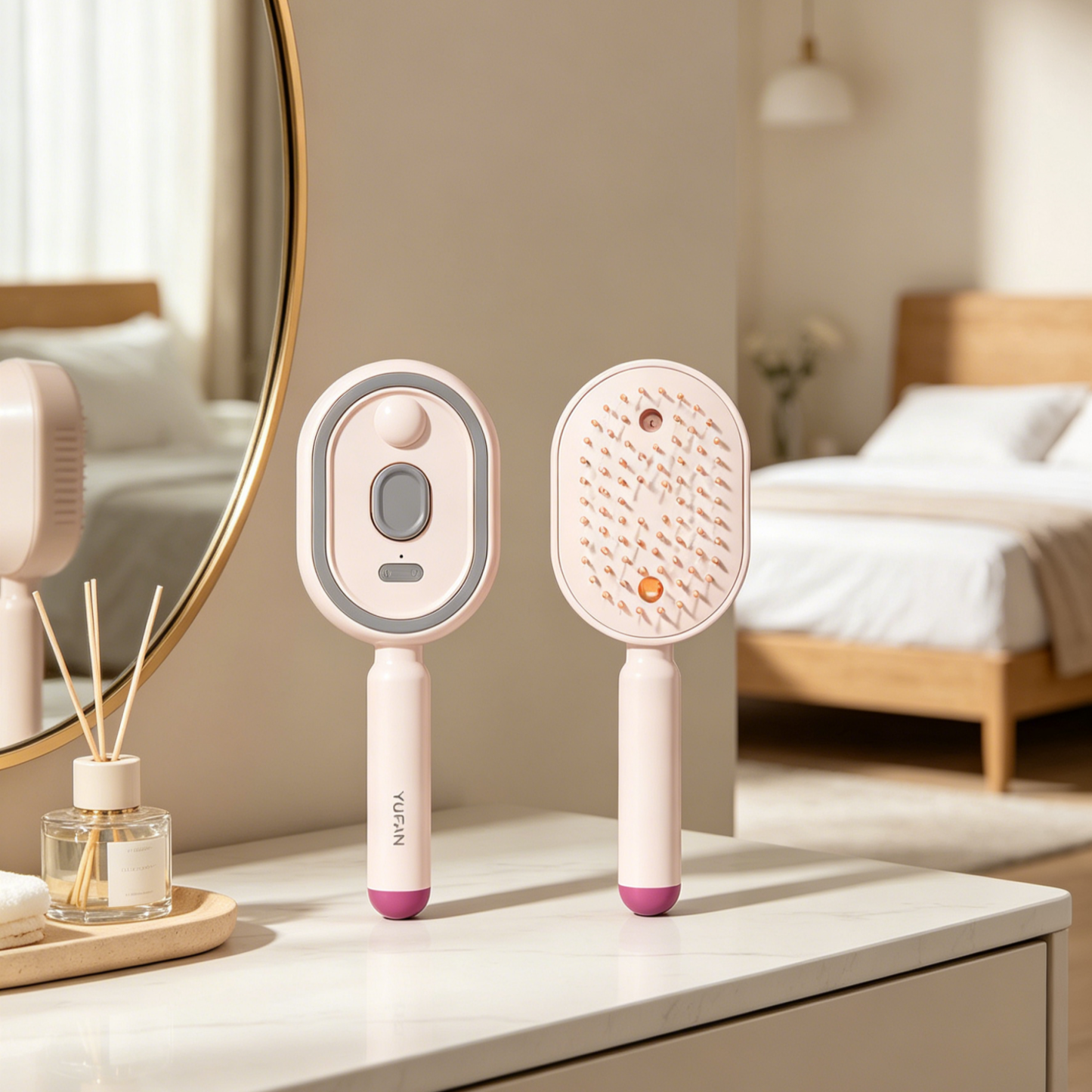 Red Light Essential Oil Hair Comb | Leave-In Scalp Massager & Detangling Therapy Brush