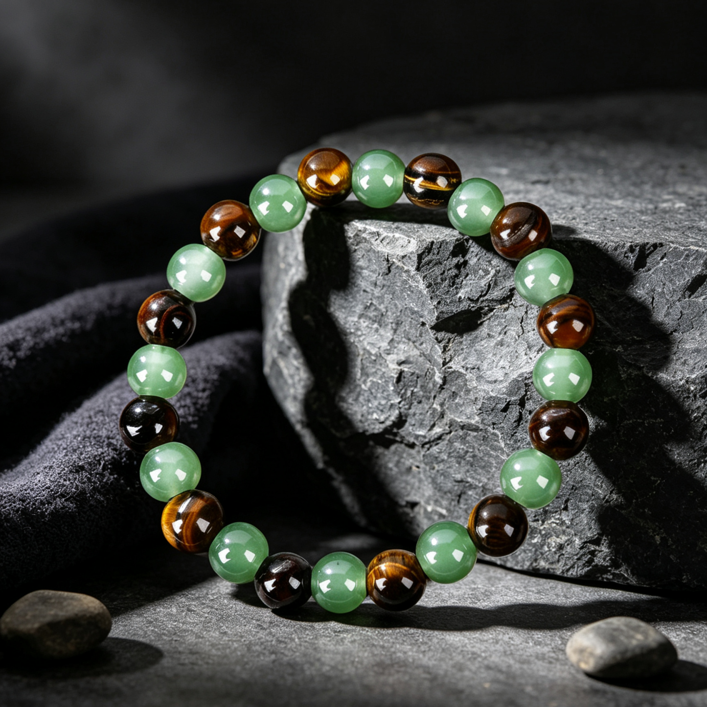 Gelang Kristal Bertuah Mata Harimau Asli Tarik Kekayaan & Obsidian Tolak Bala Reka Bentuk Elegan Uniseks