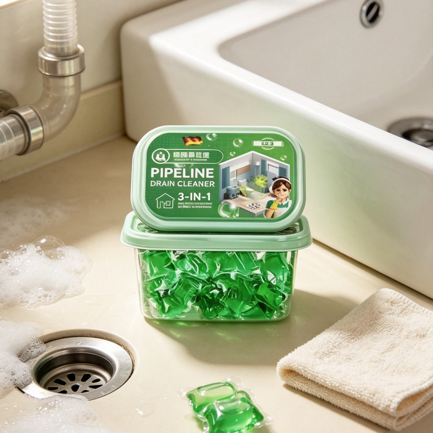 Drain Unclogger & Deodorizer Pods | Dissolves Grease & Hair Fast