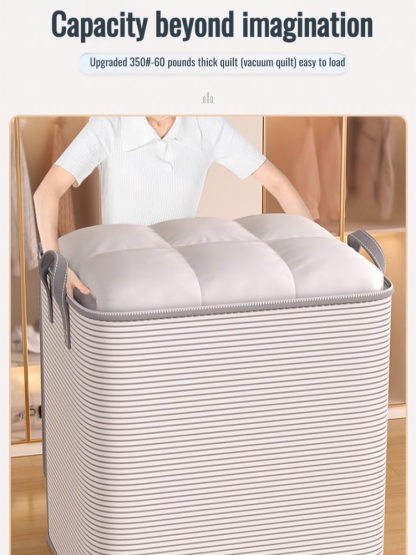 Giant Waterproof Storage Bag Thickened Mold-Proof Fabric Reinforced Handles Collapsible Large Capacity Clothes Bedding Organizer Dustproof Zipper Box