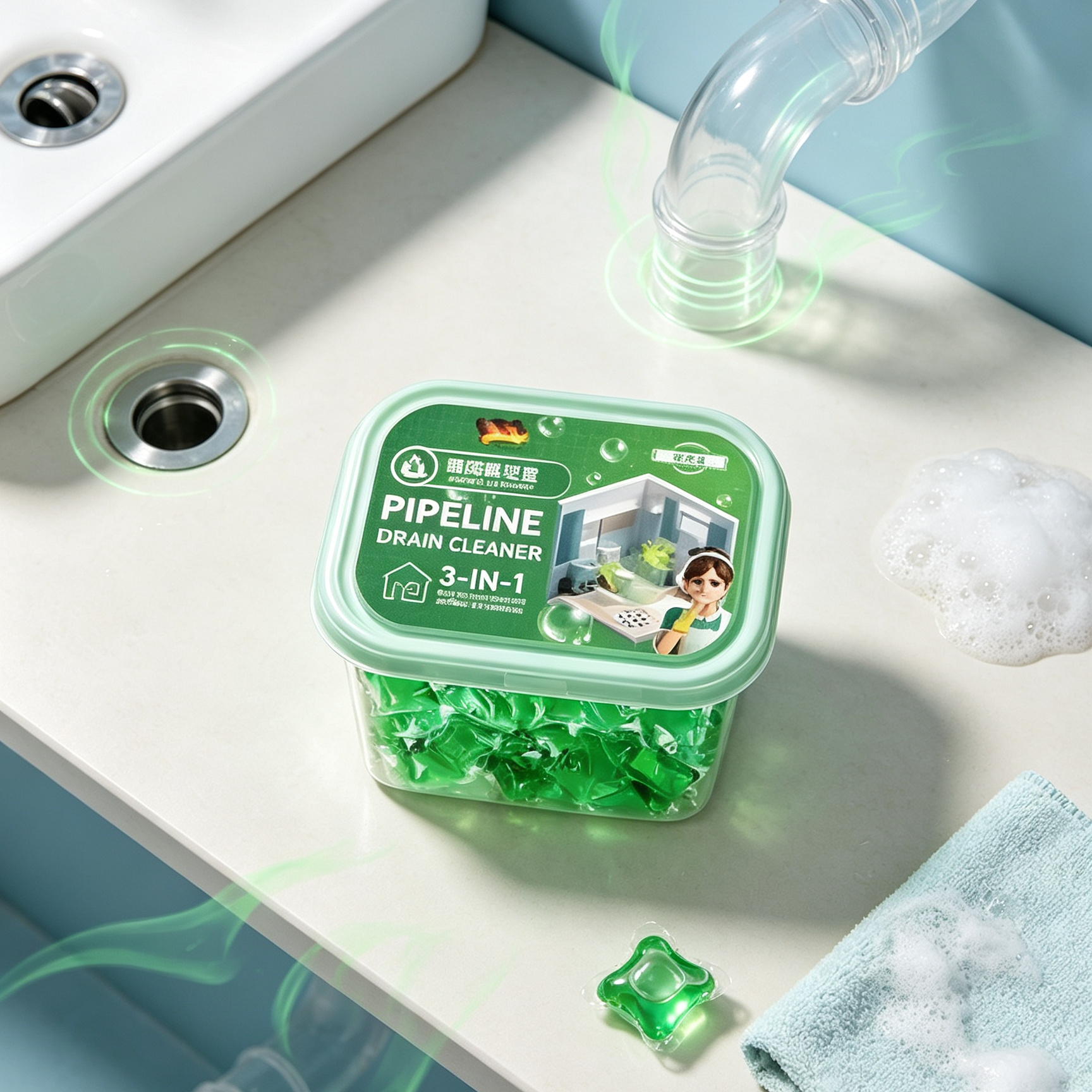 Drain Unclogger & Deodorizer Pods | Dissolves Grease & Hair Fast