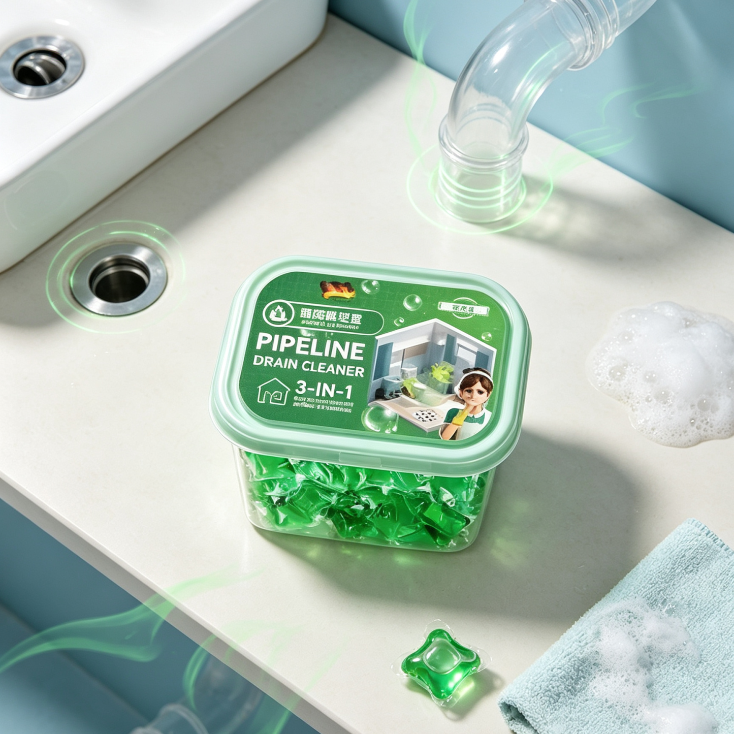 Drain Unclogger & Deodorizer Pods | Dissolves Grease & Hair Fast