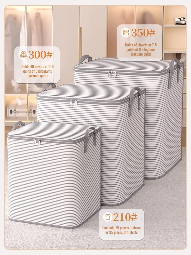 Giant Waterproof Storage Bag Thickened Mold-Proof Fabric Reinforced Handles Collapsible Large Capacity Clothes Bedding Organizer Dustproof Zipper Box