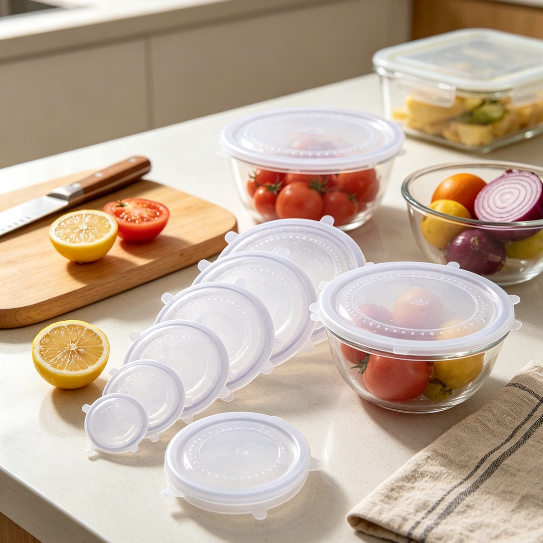 6-Piece Silicone Stretch Lids 【Stretches to Fit Any Bowl!】 100% Leakproof & Reusable ✨