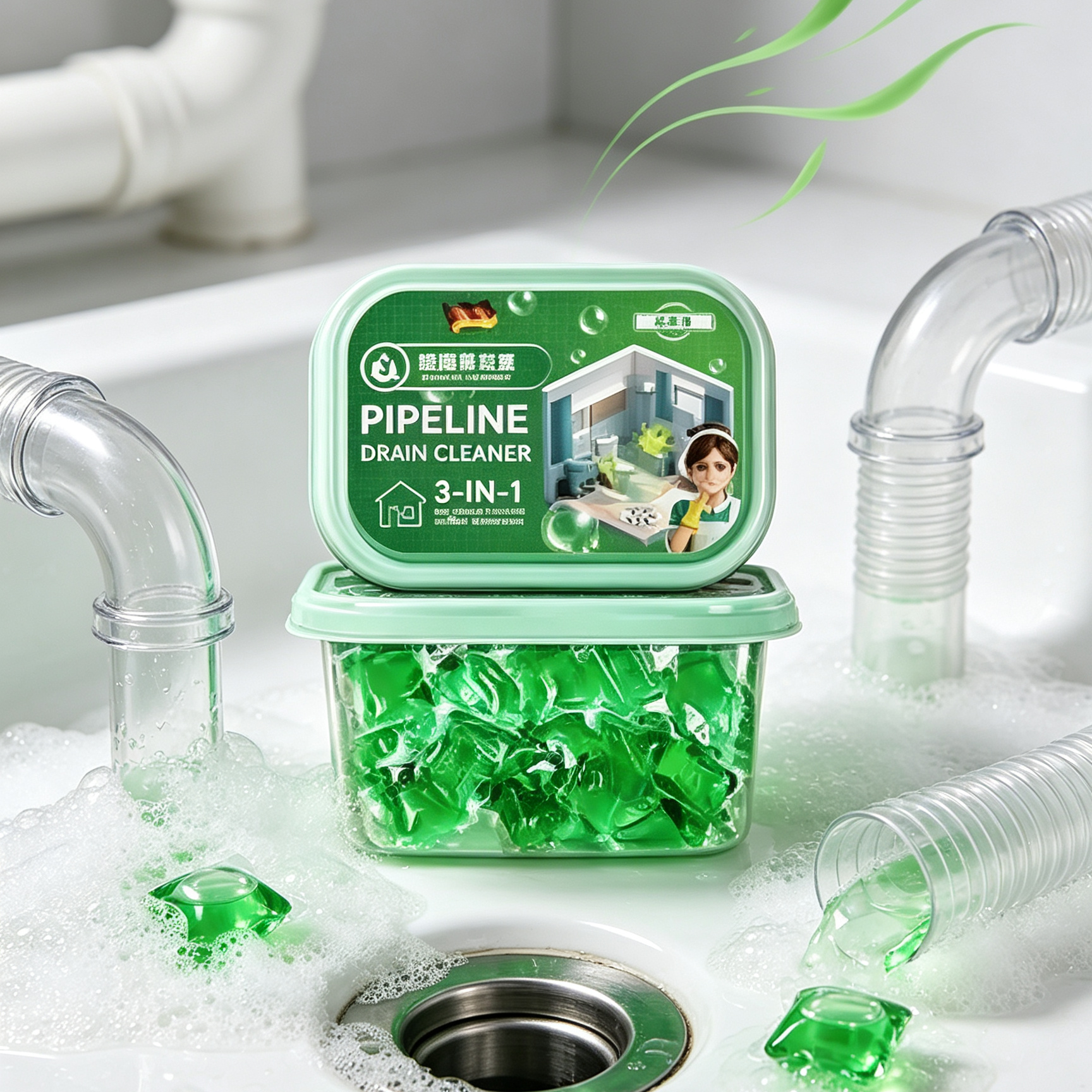 Drain Unclogger & Deodorizer Pods | Dissolves Grease & Hair Fast