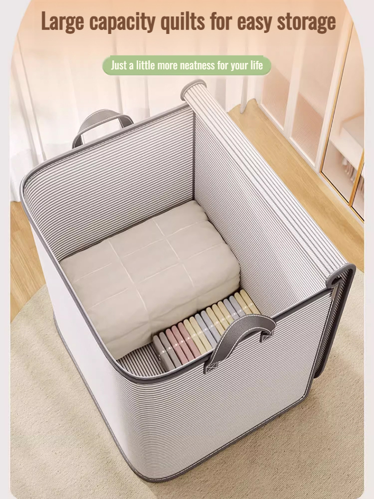 Giant Waterproof Storage Bag Thickened Mold-Proof Fabric Reinforced Handles Collapsible Large Capacity Clothes Bedding Organizer Dustproof Zipper Box