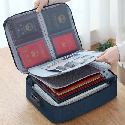 กระเป๋าเก็บเอกสารสำคัญแบบมีรหัสล็อค 3 ชั้น | กันน้ำ กันฝุ่น จจุเยอะ | สำหรับเก็บพาสปอร์ต โฉนดที่ดิน และเอกสารขนาด A4 | ปลอดภัยด้วยระบบล็อคส่วนตัว