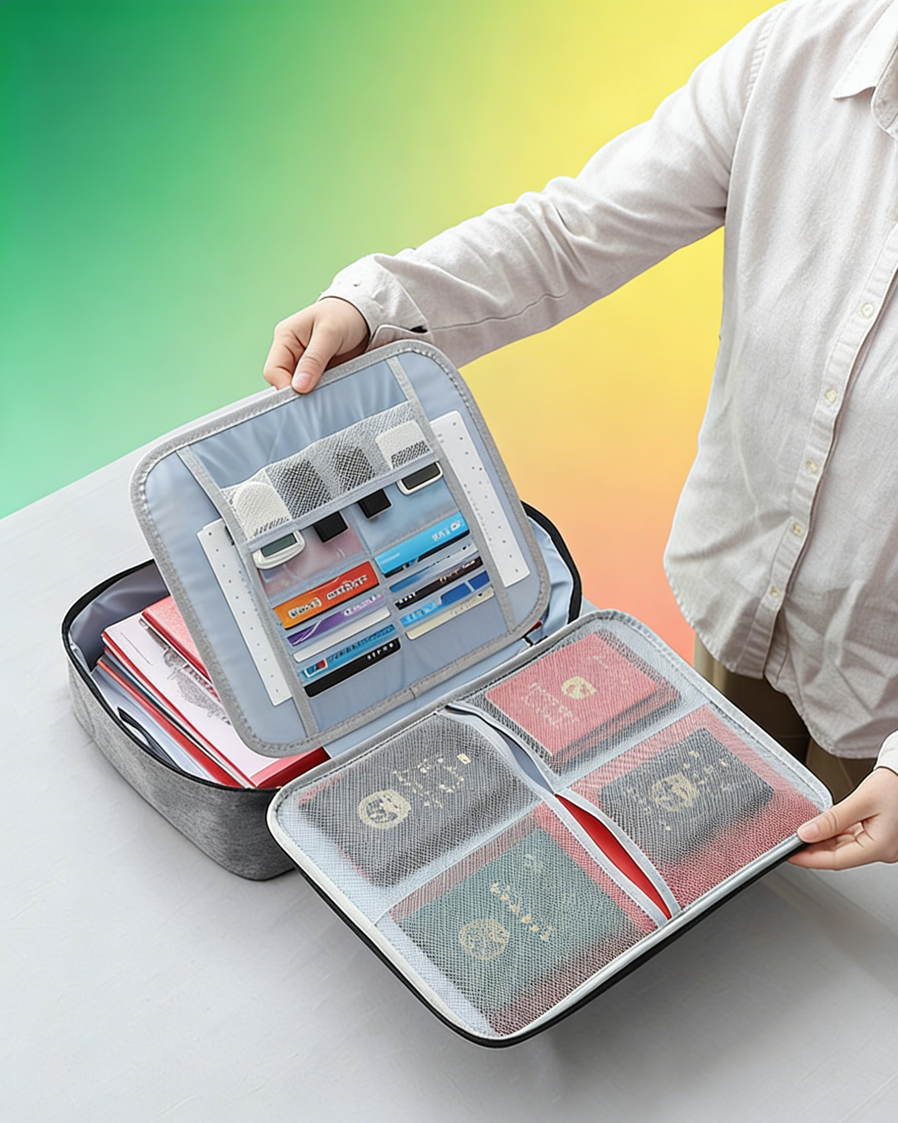 กระเป๋าเก็บเอกสารสำคัญแบบมีรหัสล็อค 3 ชั้น | กันน้ำ กันฝุ่น จจุเยอะ | สำหรับเก็บพาสปอร์ต โฉนดที่ดิน และเอกสารขนาด A4 | ปลอดภัยด้วยระบบล็อคส่วนตัว