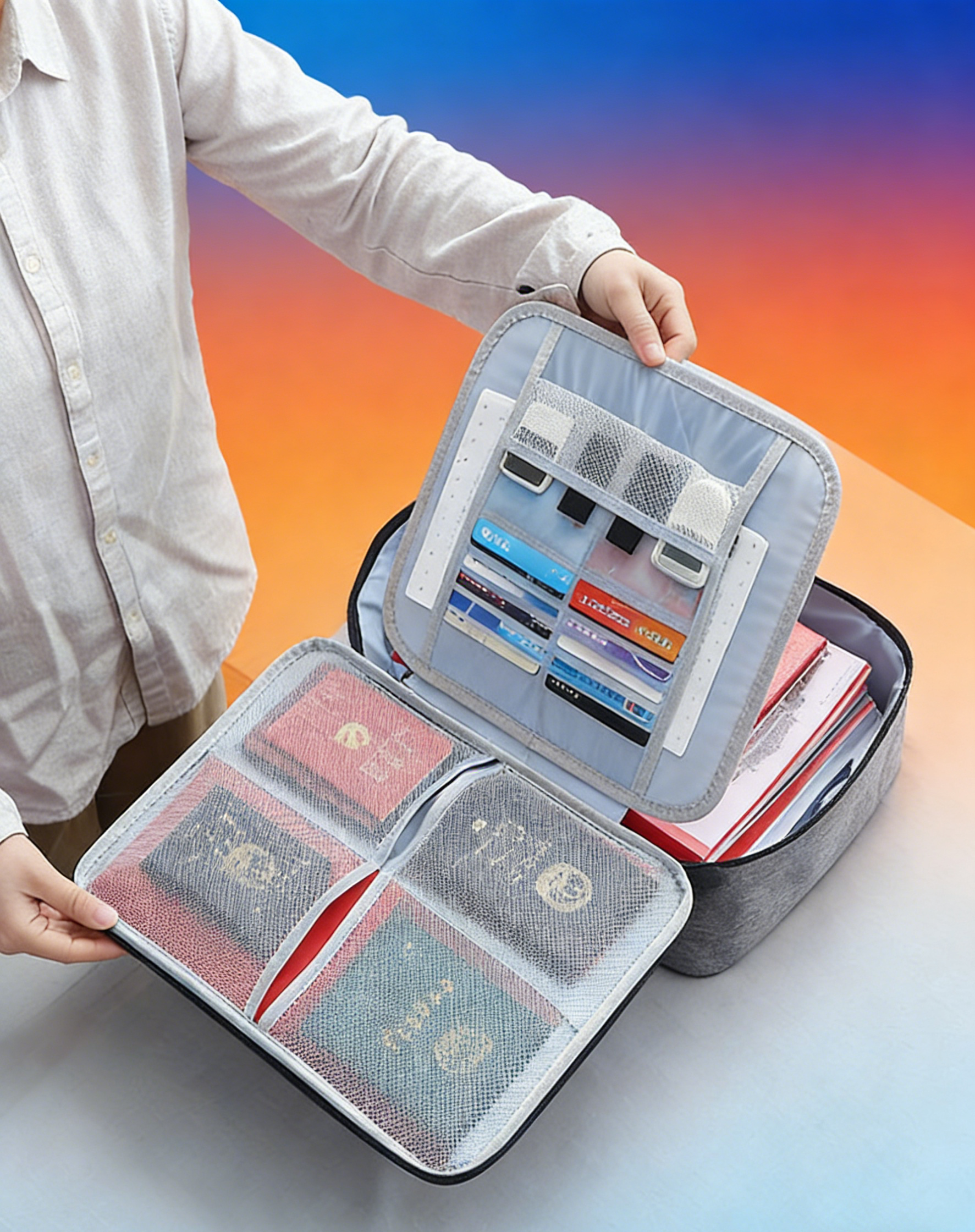 กระเป๋าเก็บเอกสารสำคัญแบบมีรหัสล็อค 3 ชั้น | กันน้ำ กันฝุ่น จจุเยอะ | สำหรับเก็บพาสปอร์ต โฉนดที่ดิน และเอกสารขนาด A4 | ปลอดภัยด้วยระบบล็อคส่วนตัว