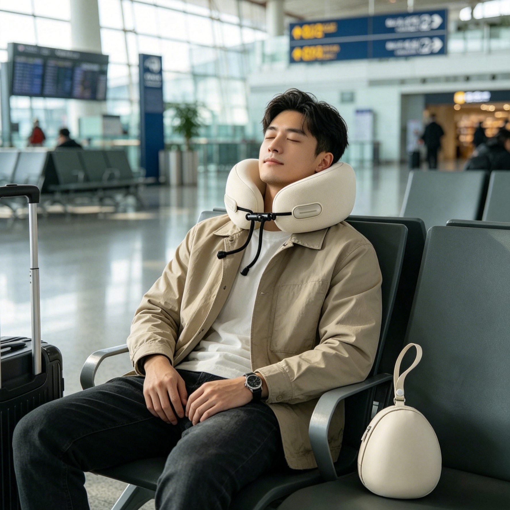 หมอนรองคอ หมอนรูปตัว U หมอนเมมโมรี่โฟม หมอนพกพา อุปกรณ์เดินทาง พับเก็บได้ รองรับต้นคอ นอนหลับสบายบนเครื่องบิน