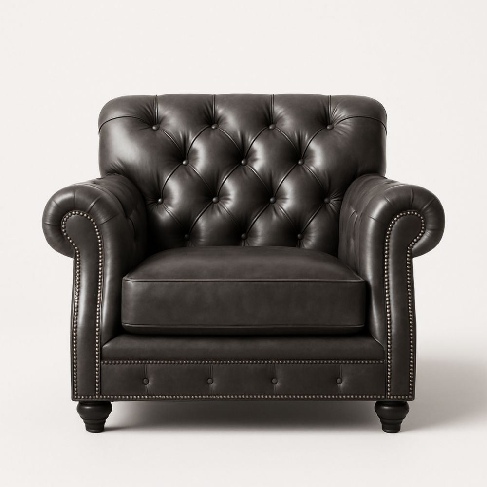 Leather Armchair Dark Brown 100cm x 90cm x 85cm