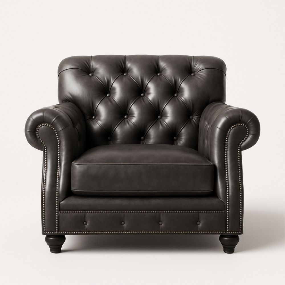 Leather Armchair Dark Brown 100cm x 90cm x 85cm